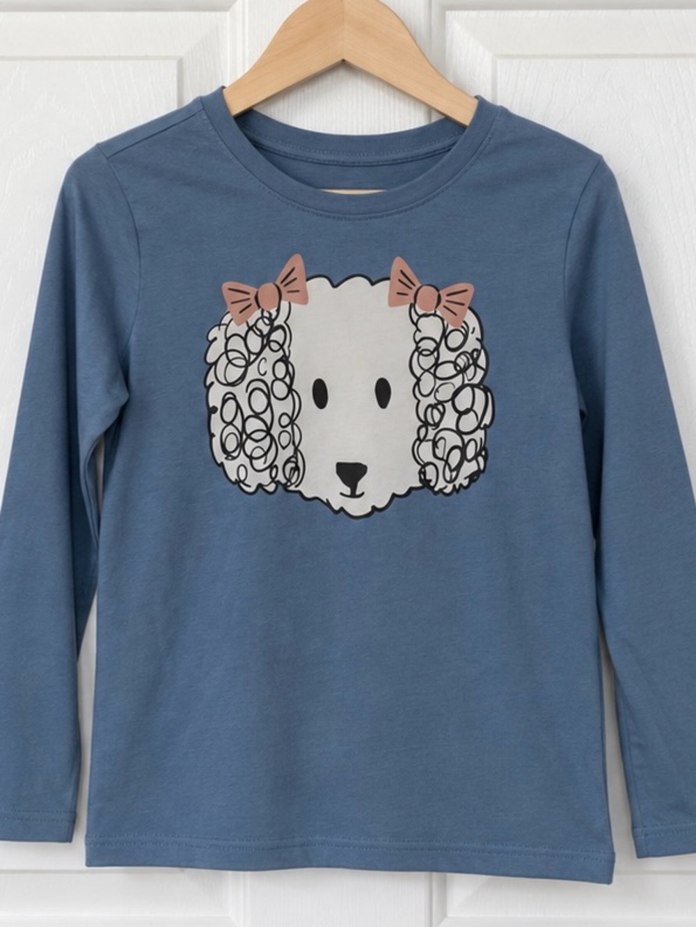 Tea Collection Girls’ Poodle with Pink Bows Graphic Long Sleeve Shirt – Size 6
